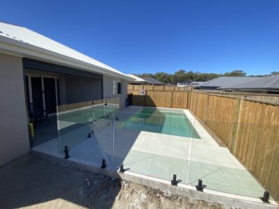 Full glass pool fence with gate + black hardware